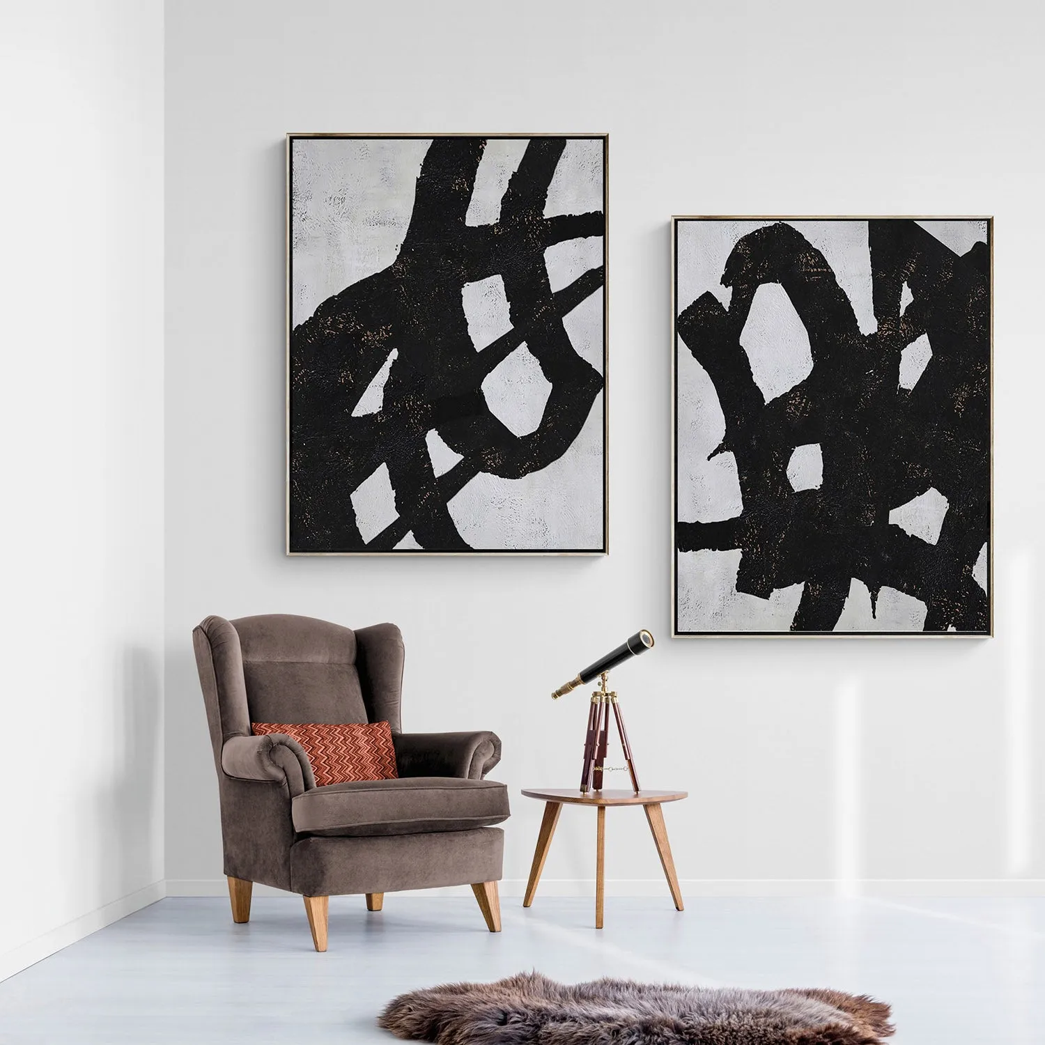 Set of 2 Minimalist Abstract Painting P96