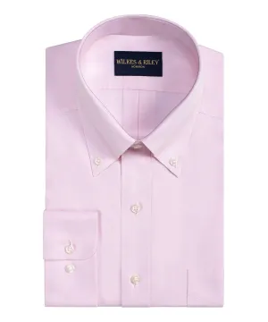 Tailored Fit Pink Button-Down Collar Non-Iron Pinpoint Oxford Dress Shirt